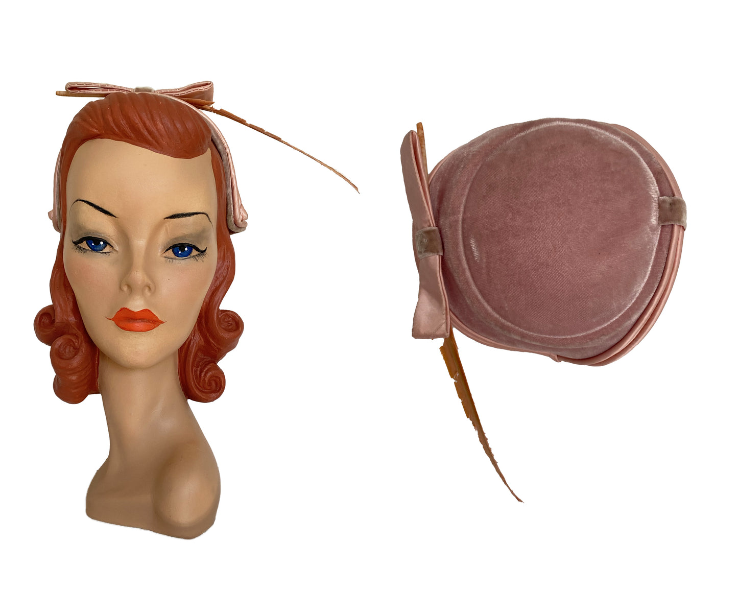 1950s Dusty Rose Pink Feather Fancy Hat (S)