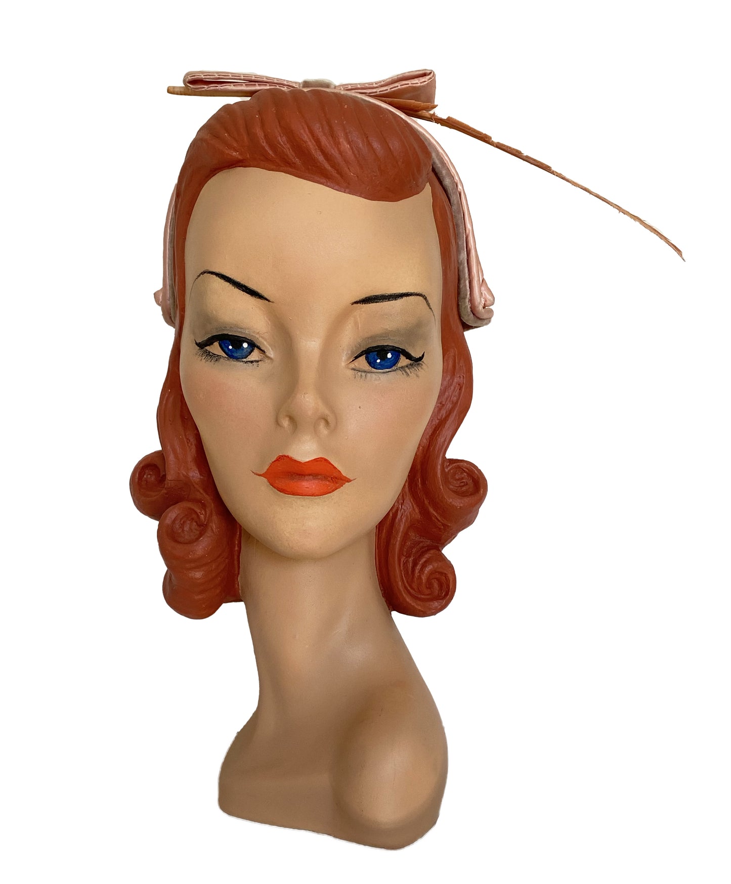 1950s Dusty Rose Pink Feather Fancy Hat (S)