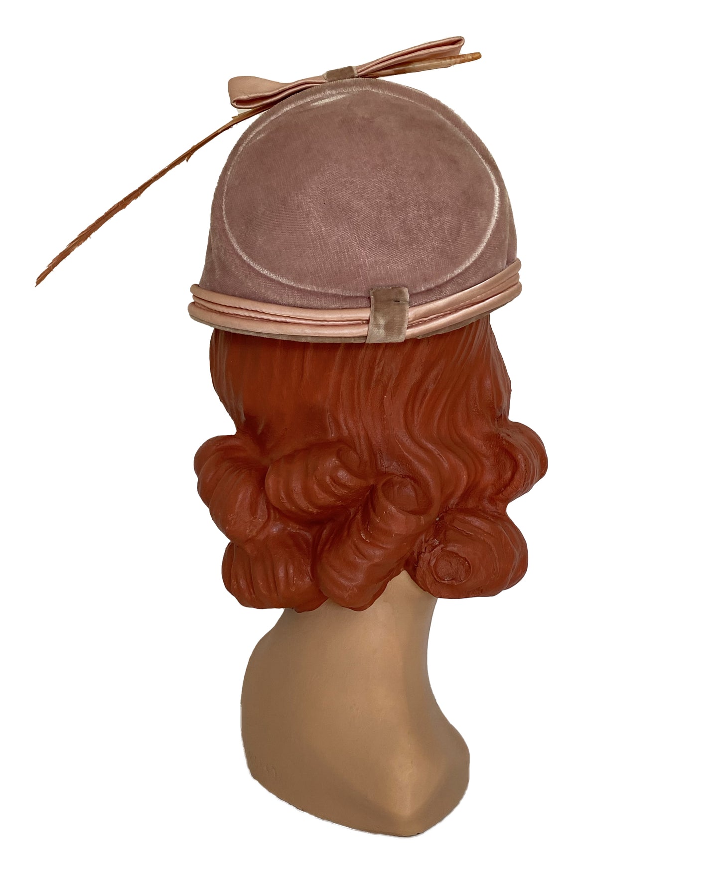 1950s Dusty Rose Pink Feather Fancy Hat (S)