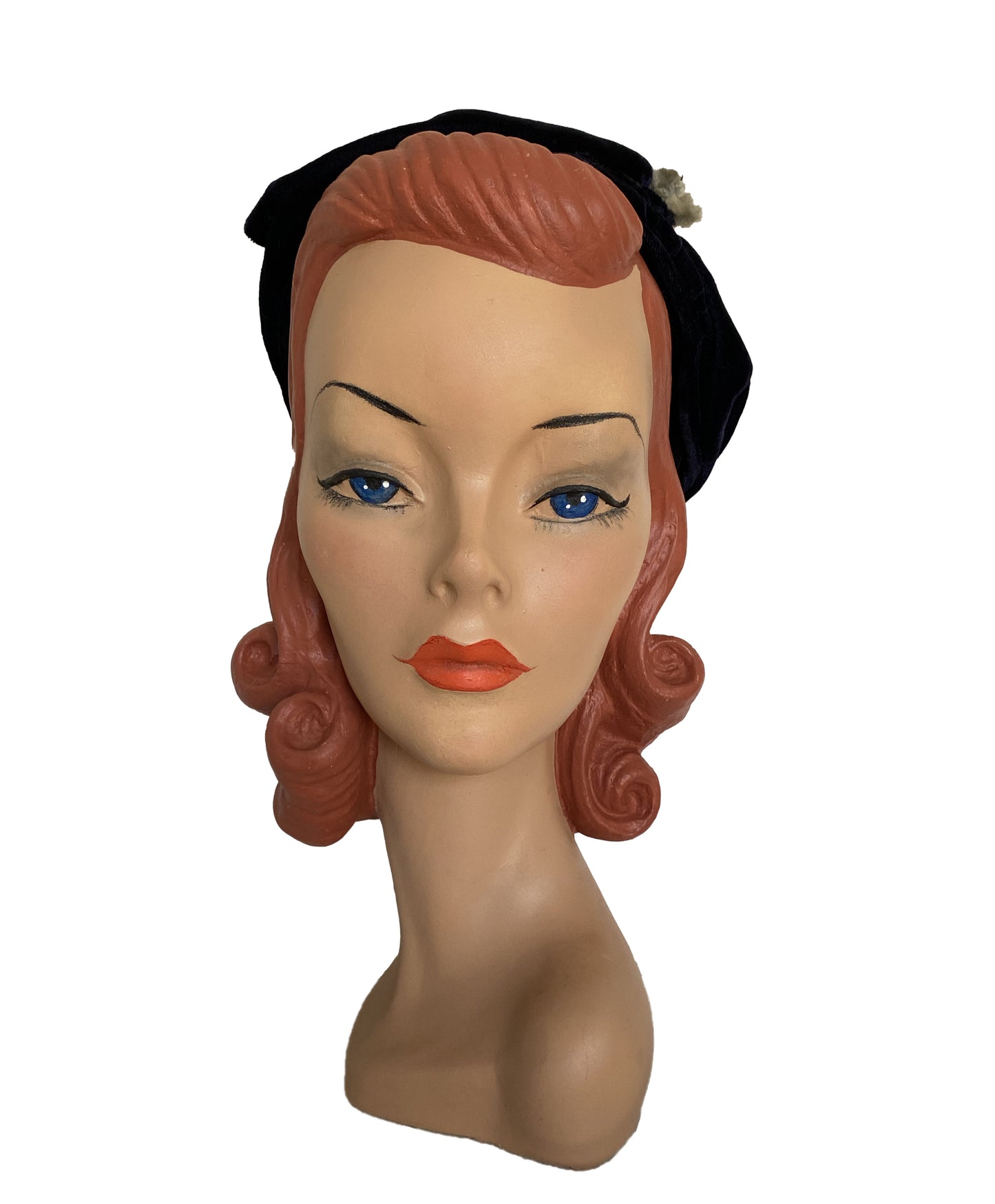 1950s Navy Velvet Hat (S-M)