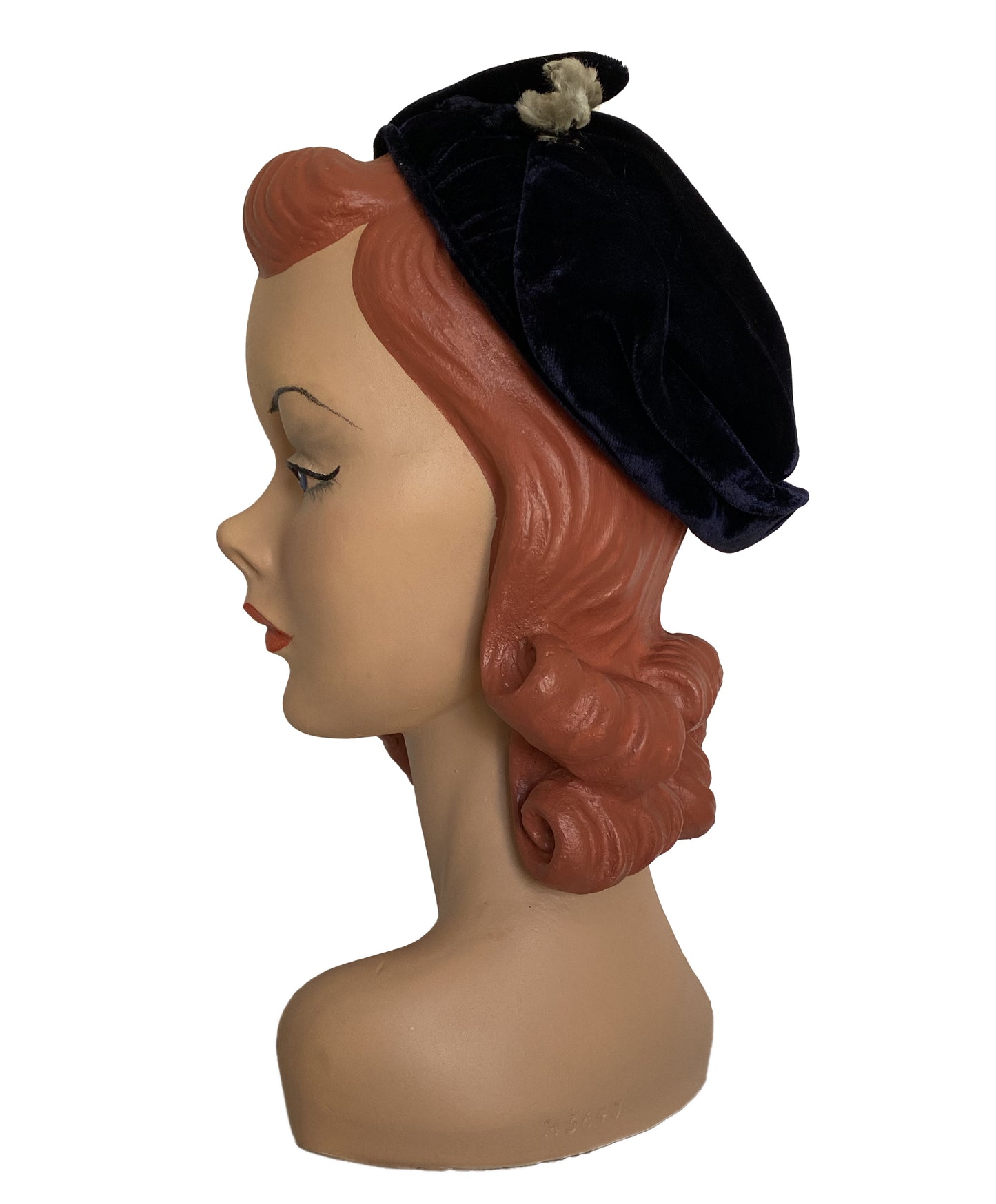 1950s Navy Velvet Hat (S-M)