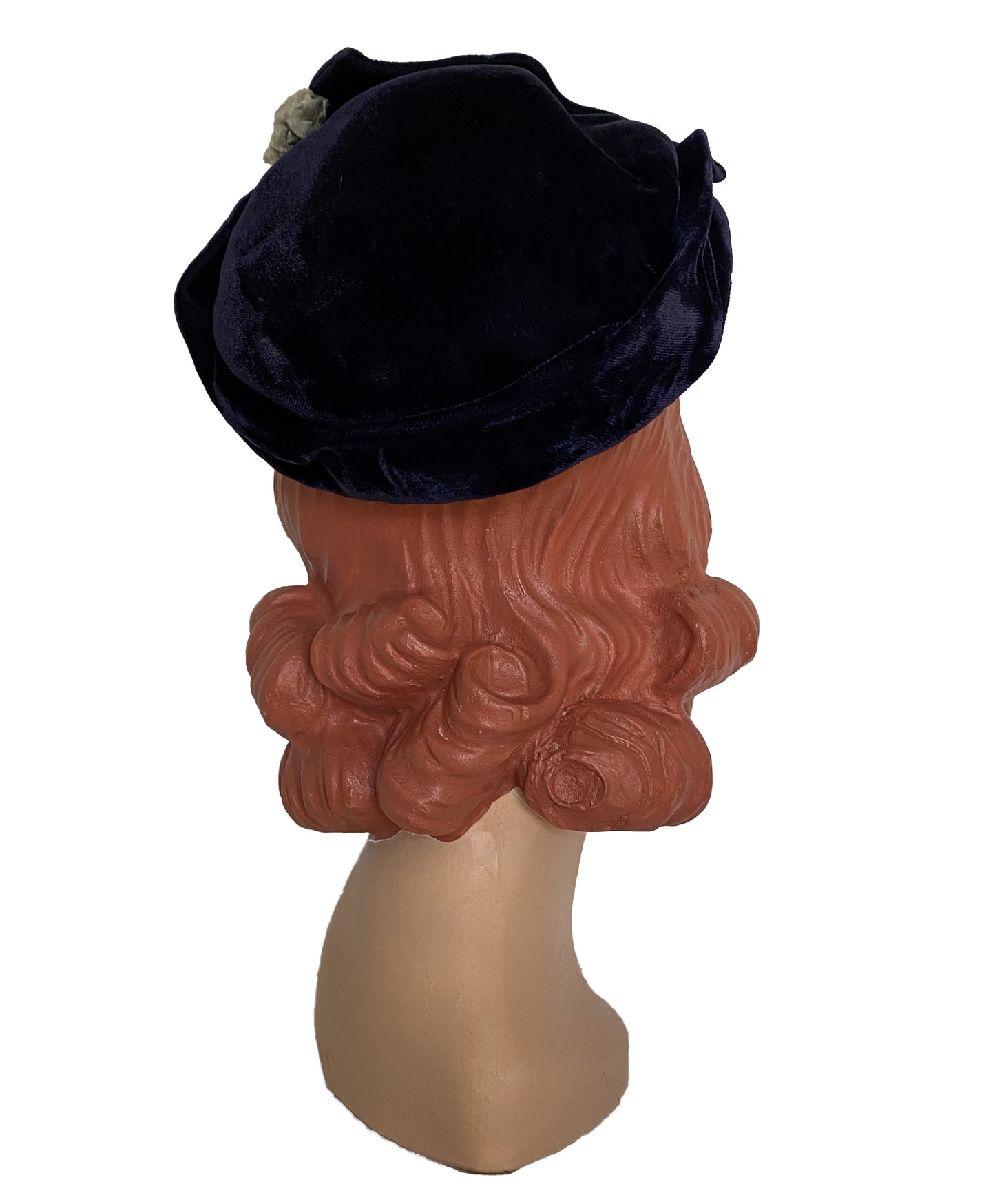 1950s Navy Velvet Hat (S-M)