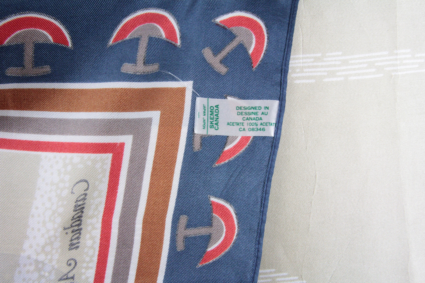1980s Square Scarf with Canada Inuit Novelty Artic Prints by Artists Elenor & Tony Paine