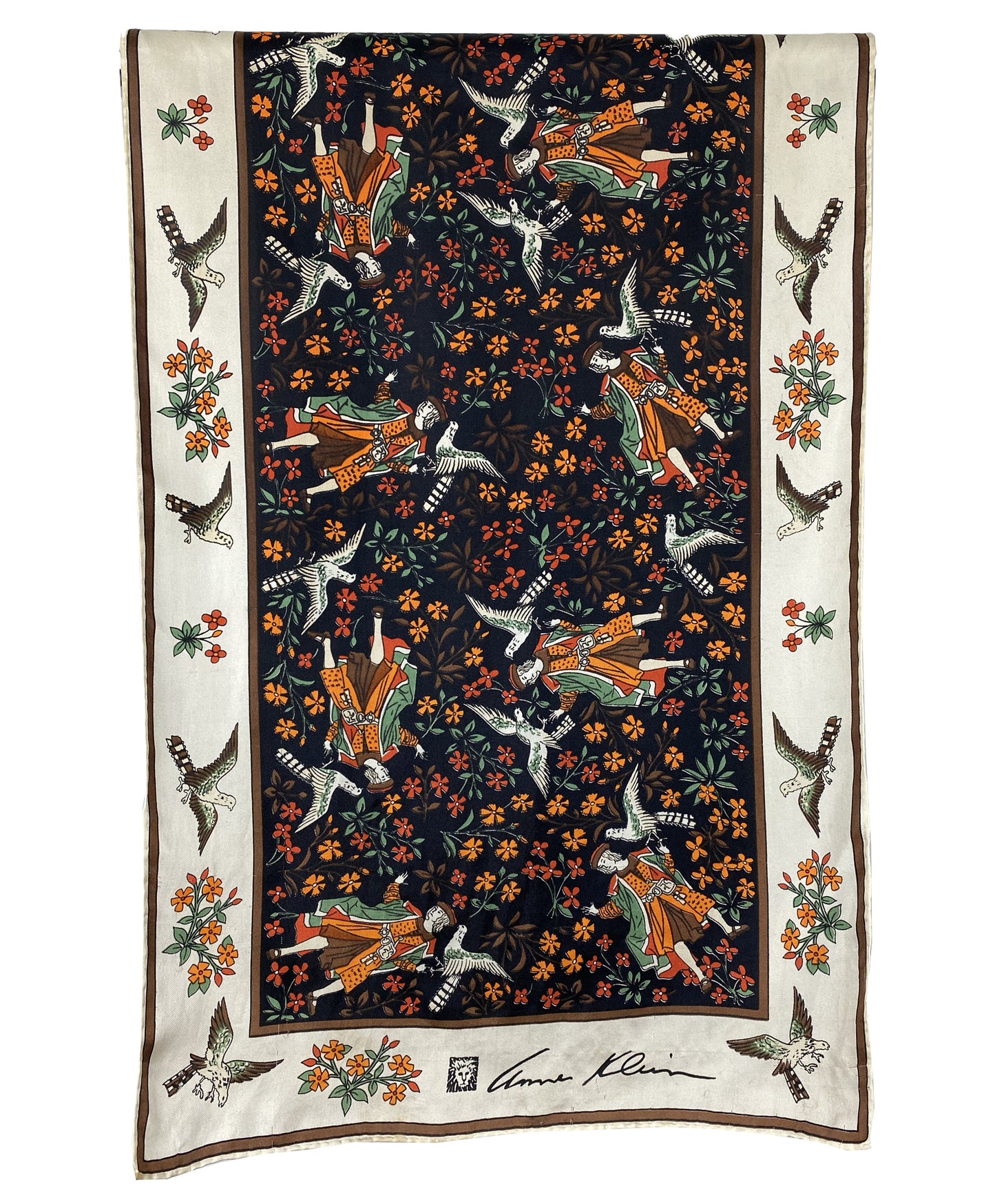 1960s Novelty Medieval Print Scarf by Anne Klein