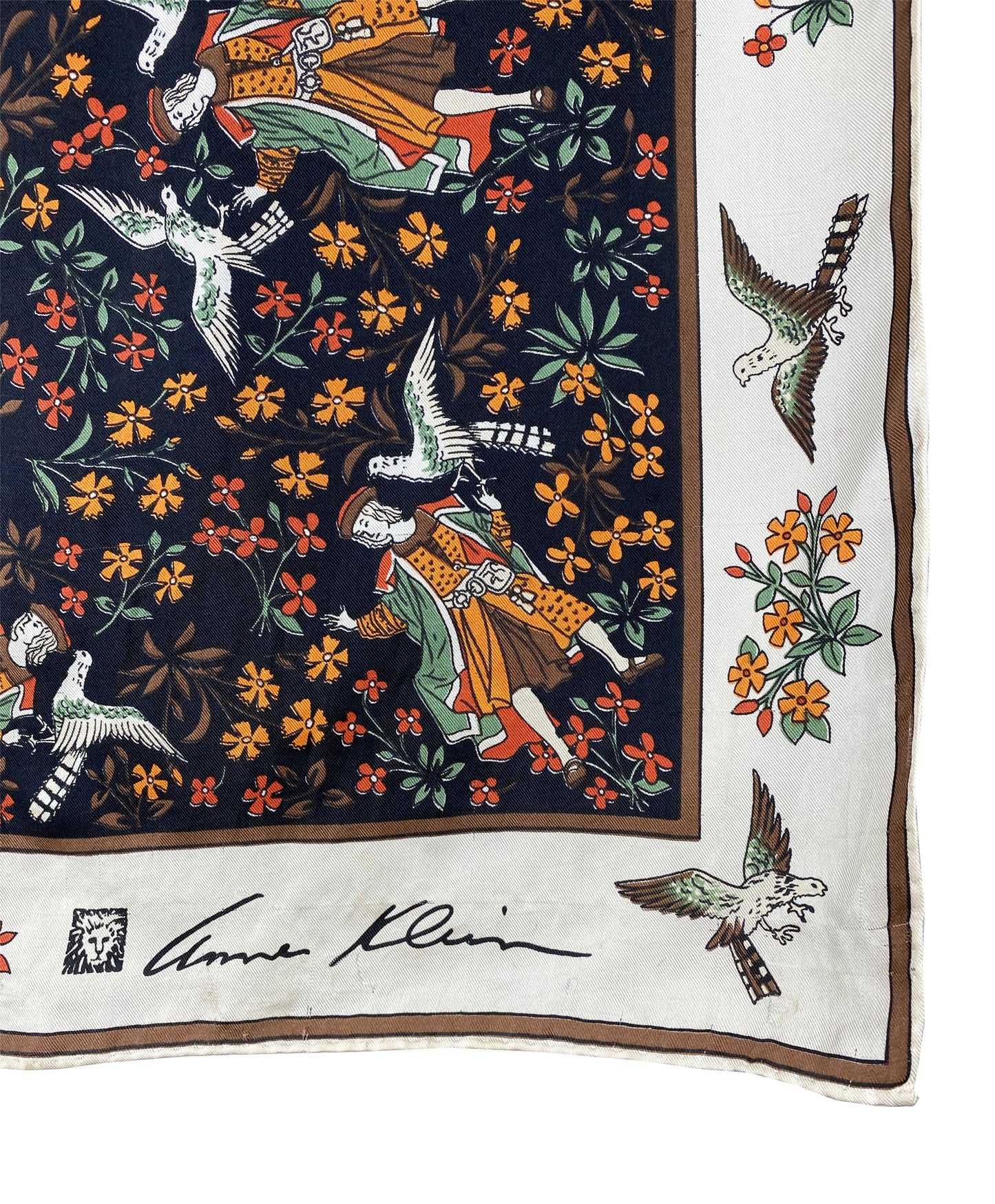 1960s Novelty Medieval Print Scarf by Anne Klein