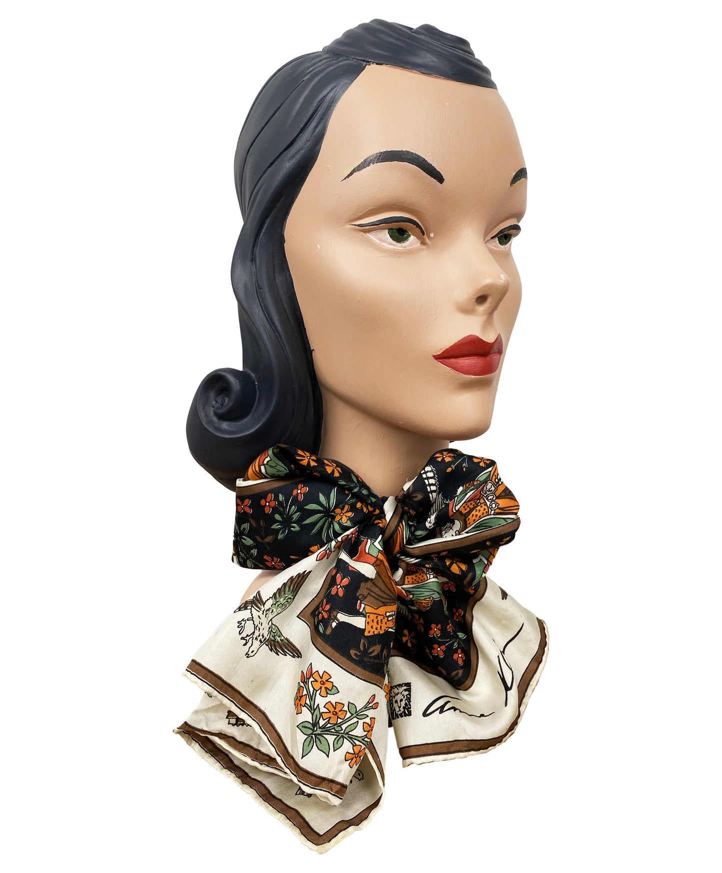 1960s Novelty Medieval Print Scarf by Anne Klein
