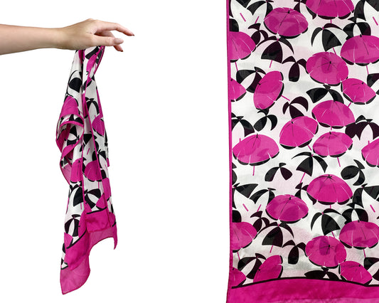 1980s Magenta Umbrella Prints Scarf