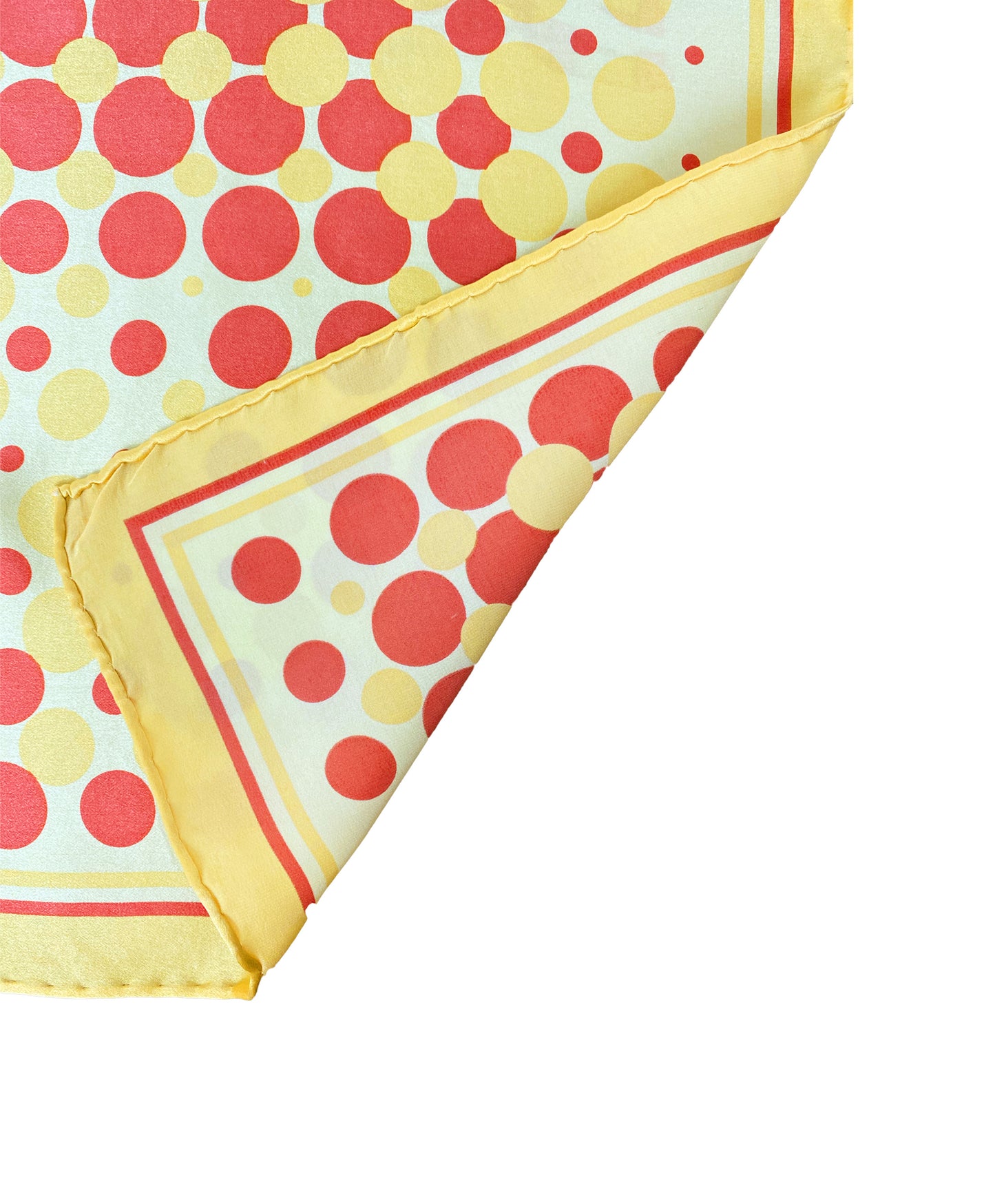 1960s Yellow Polka Dots Silk Scarf