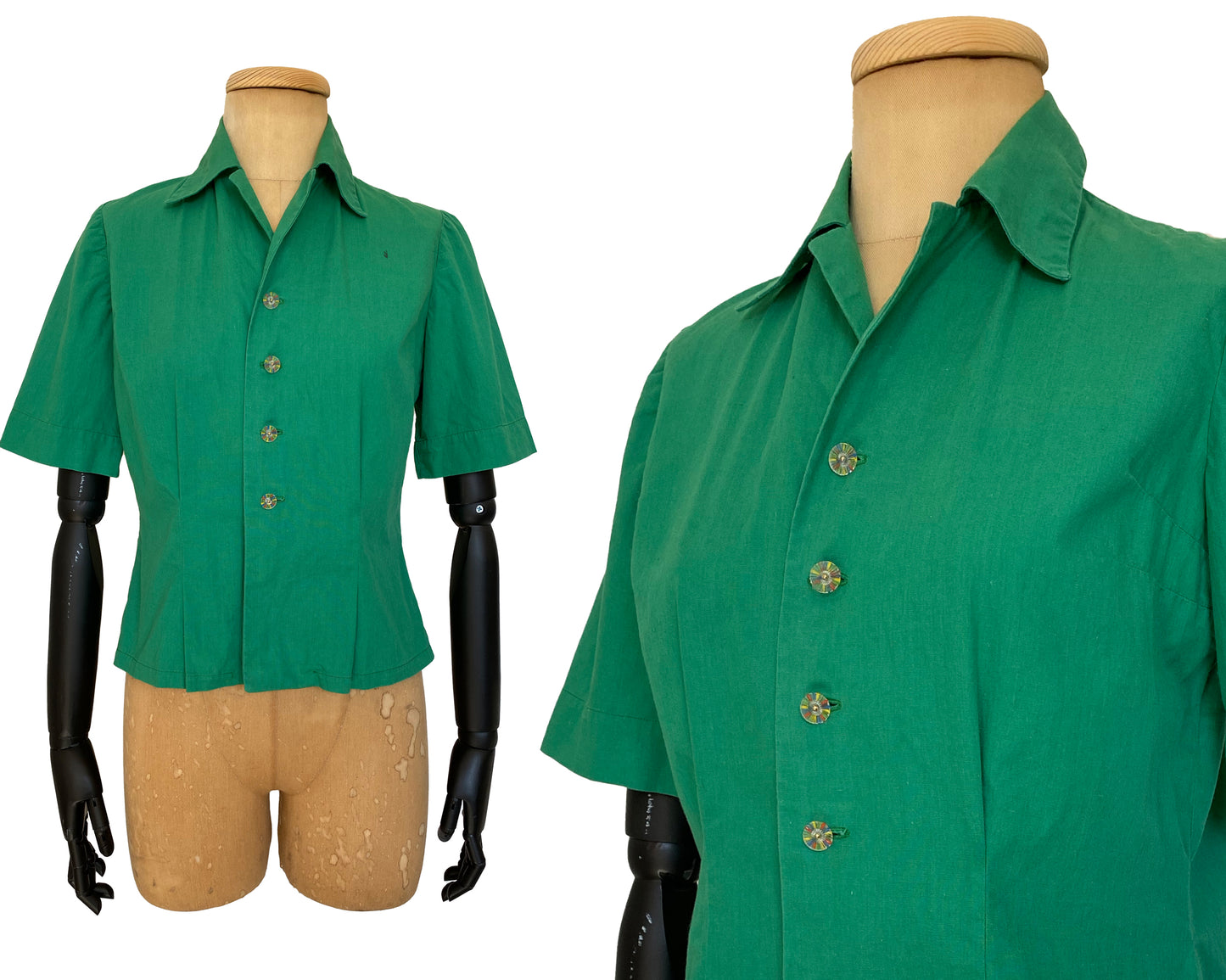 1940s Short Sleeve Cotton Shirt (S)