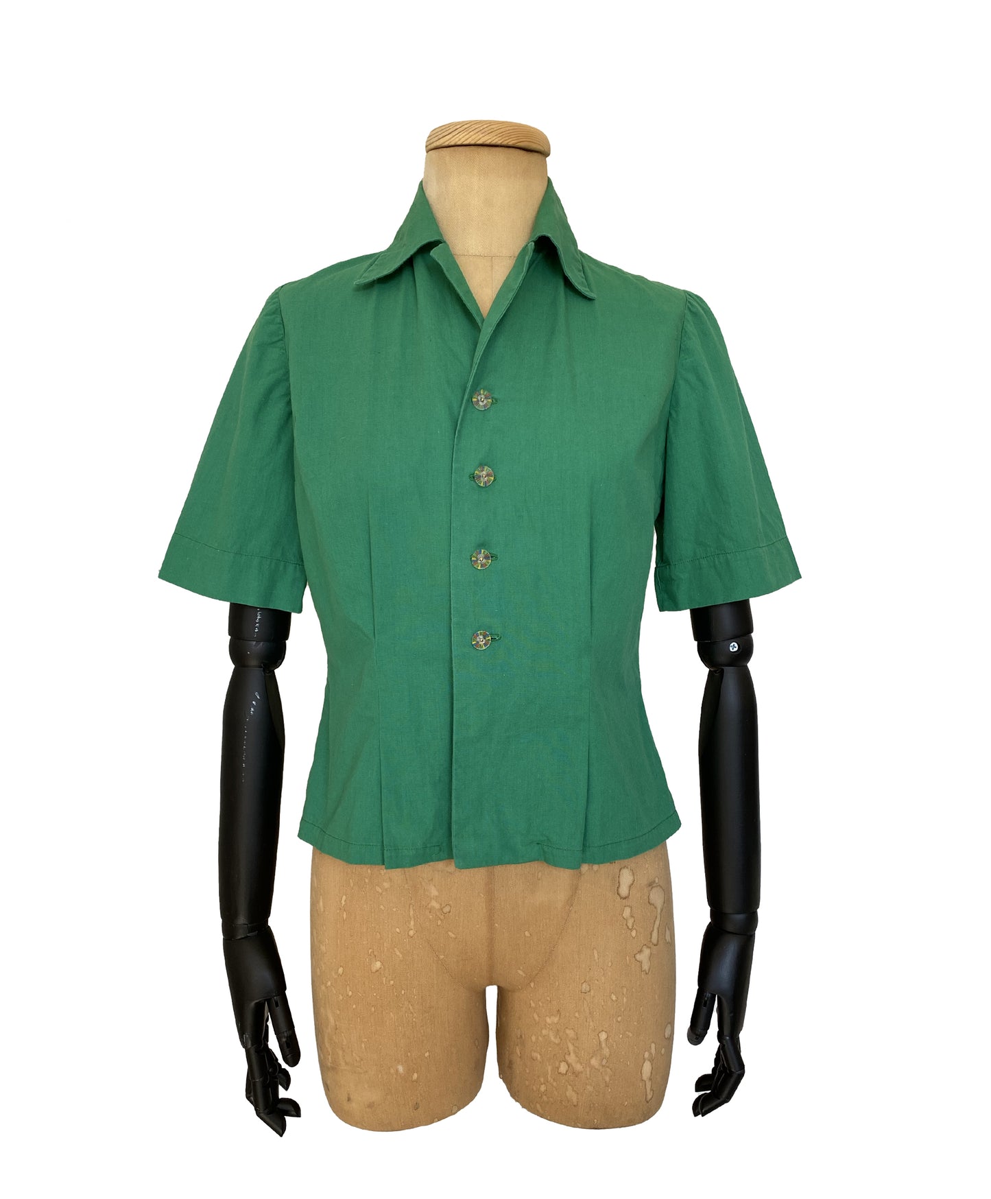 1940s Short Sleeve Cotton Shirt (S)