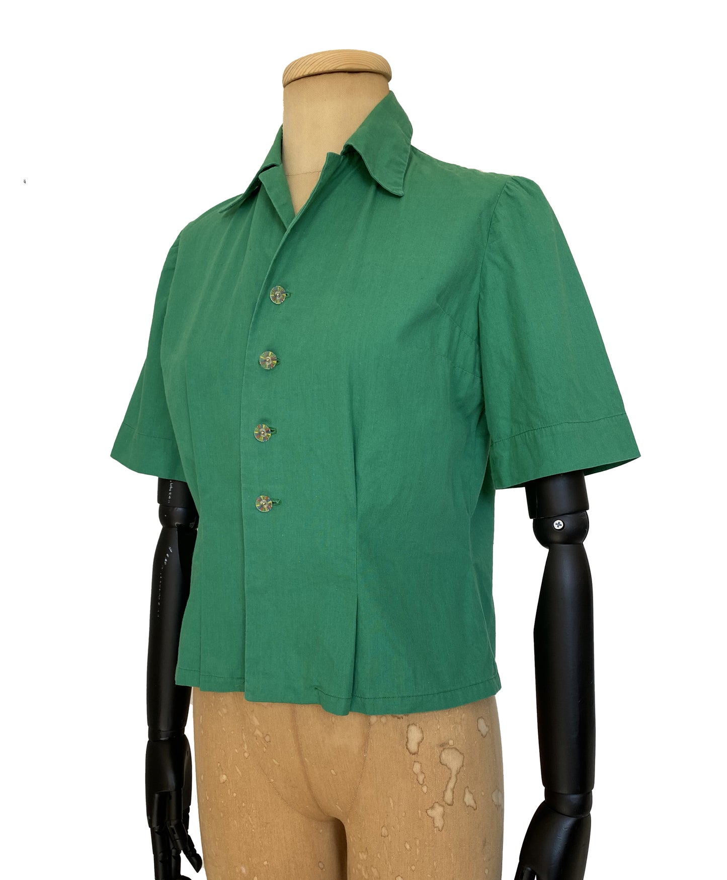 1940s Short Sleeve Cotton Shirt (S)