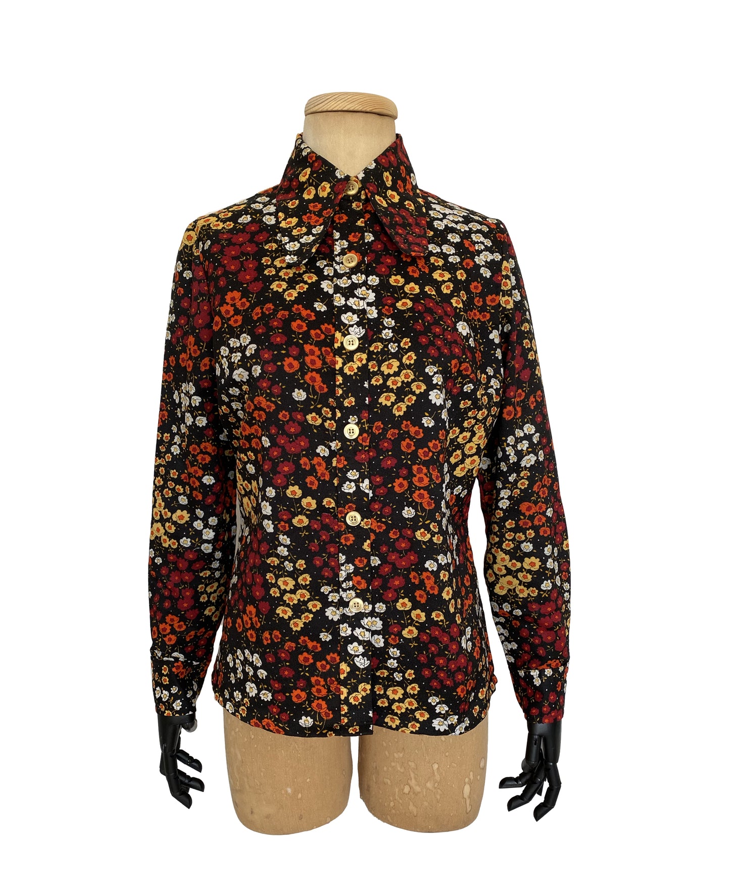1970s Floral Long Sleeve Shirt (M)