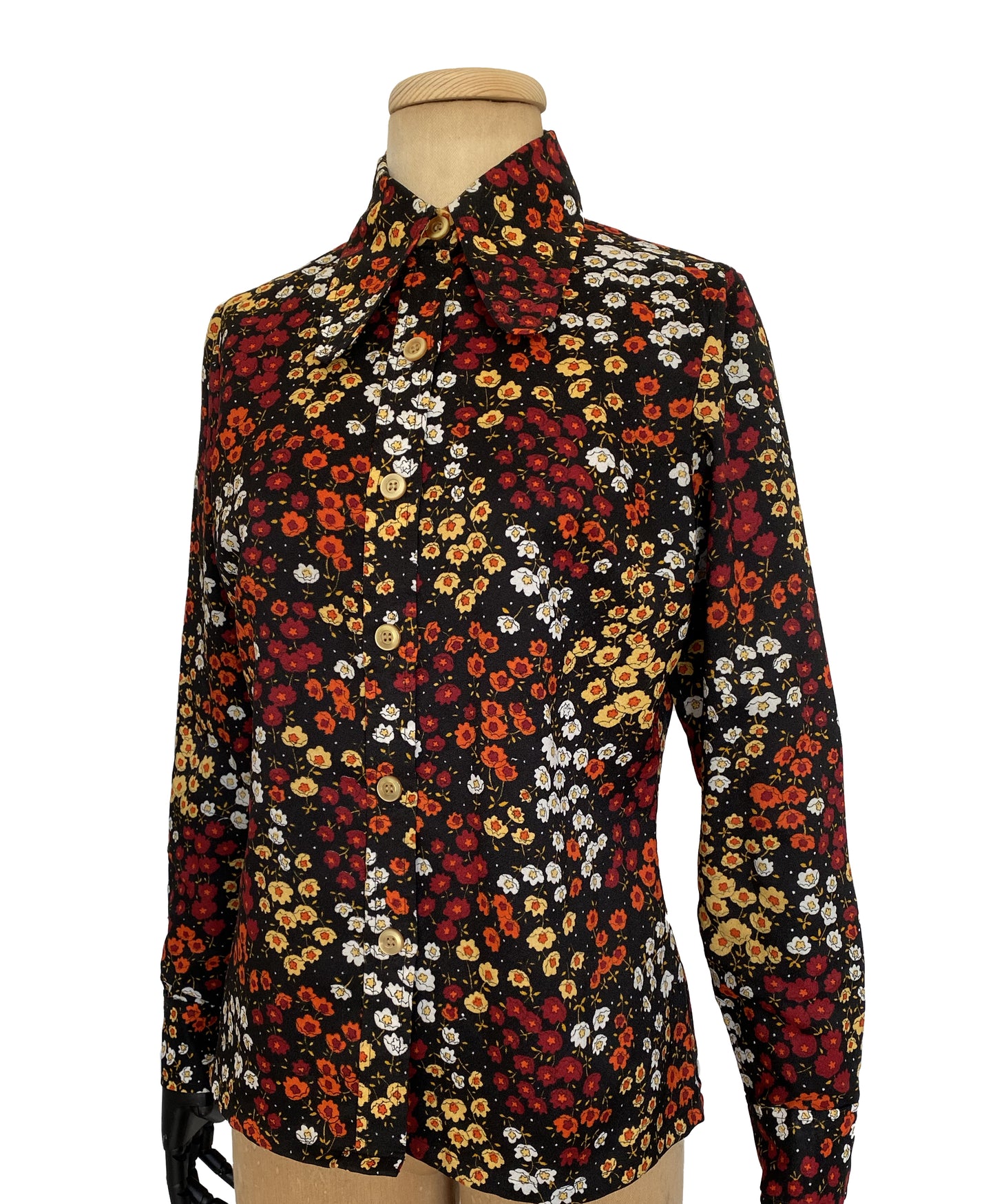 1970s Floral Long Sleeve Shirt (M)